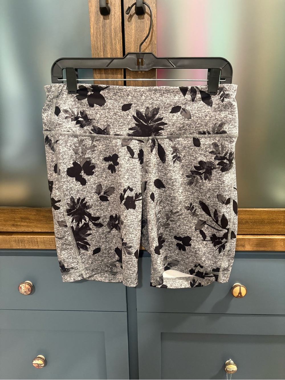 Women's Gray Floral Active Shorts